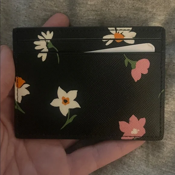 Kate Spade Black Card Holder with Floral Accents - Picture 4 of 5